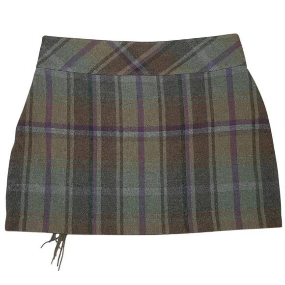 Lauren by Ralph Lauren plaid fringe  trim mini skirt sz 16 W - Picture 3 of 10